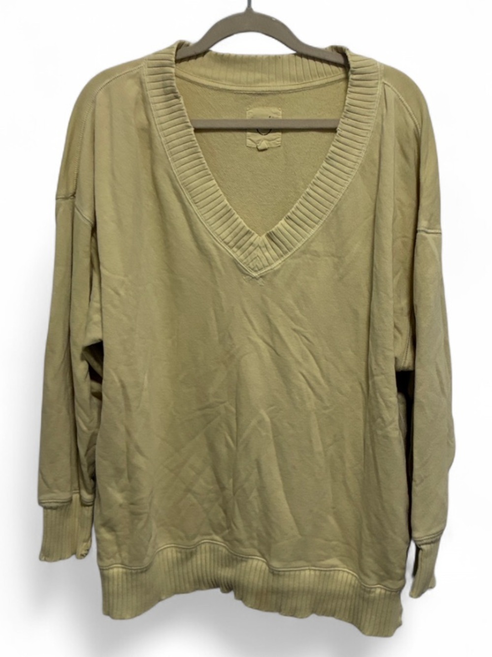 Aerie Pale Yellow V-Neck Oversized Sweatshirt